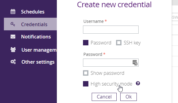 New Credentials Creation