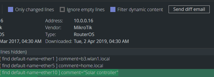 Unimus Config Diff