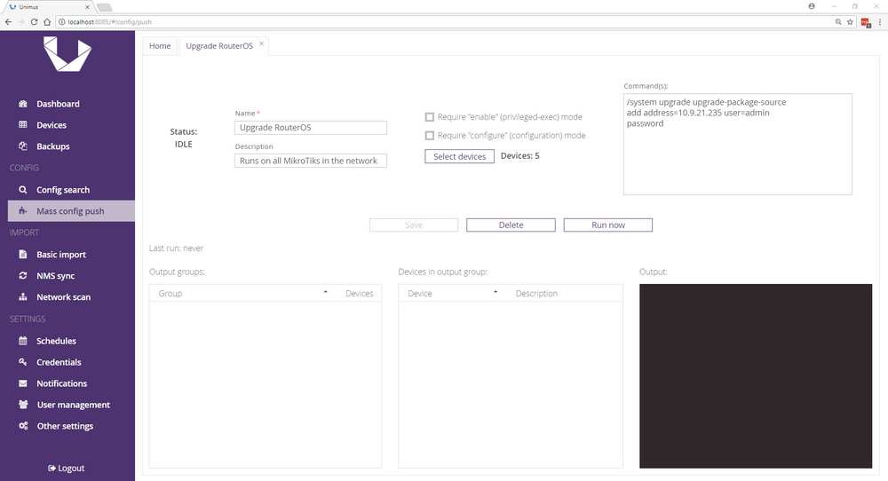 Mass config push setup