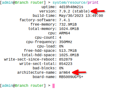 System resource printout from RouterOS CLI